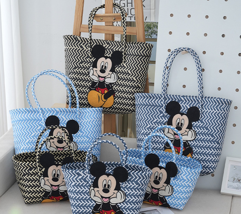 Mickey Mouse Braided intrecciato mesh Tote Bag basket picnic