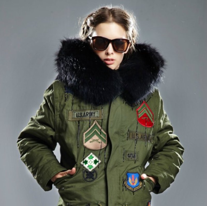 リアルファーフード&ライナー付ワッペン付ミリタリーモッズコート