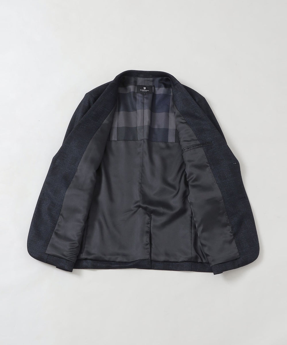 グレンチェックウールジャージージャケット（ジャケット）｜BLACK