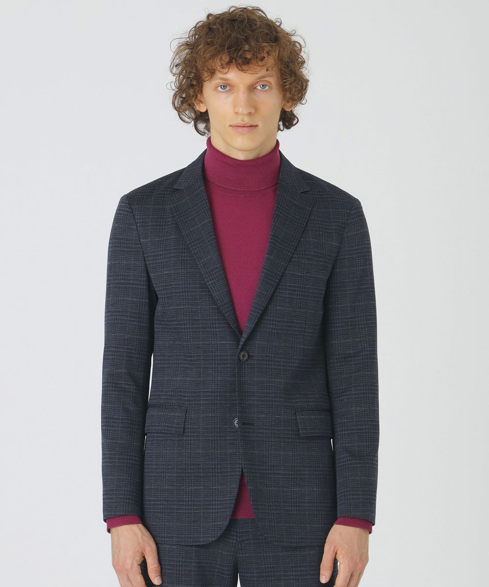 グレンチェックウールジャージージャケット（ジャケット）｜BLACK