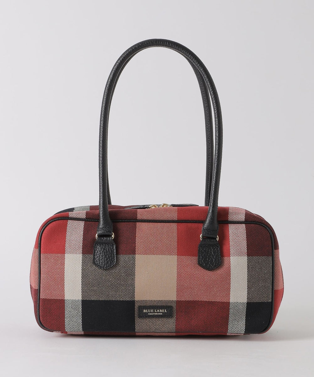 クレストブリッジチェックキャンバスボストンバッグ（バッグ）｜BLUE