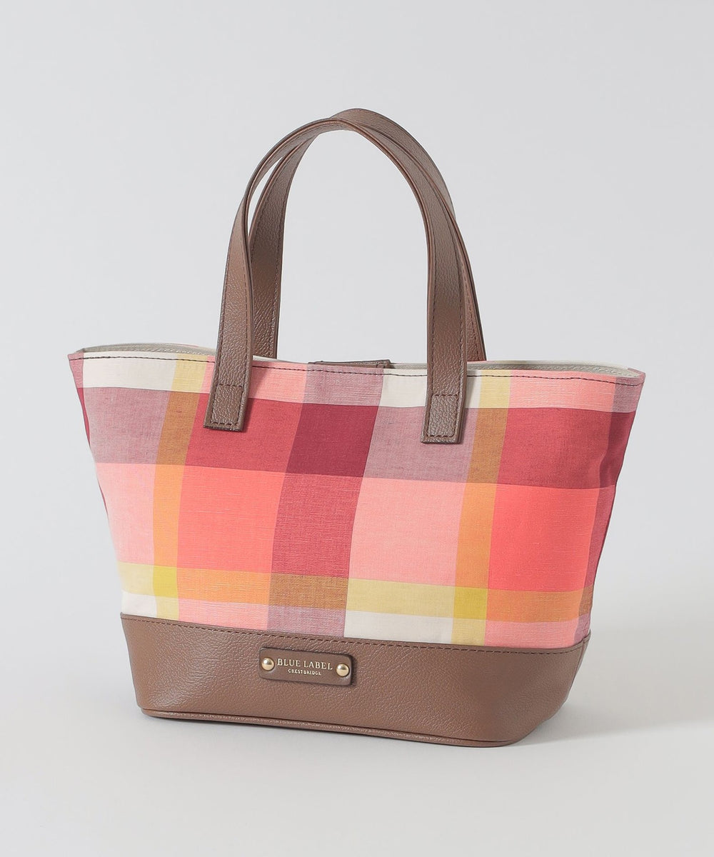 クレストブリッジチェックコットンリネンミニトート（バッグ）｜BLUE