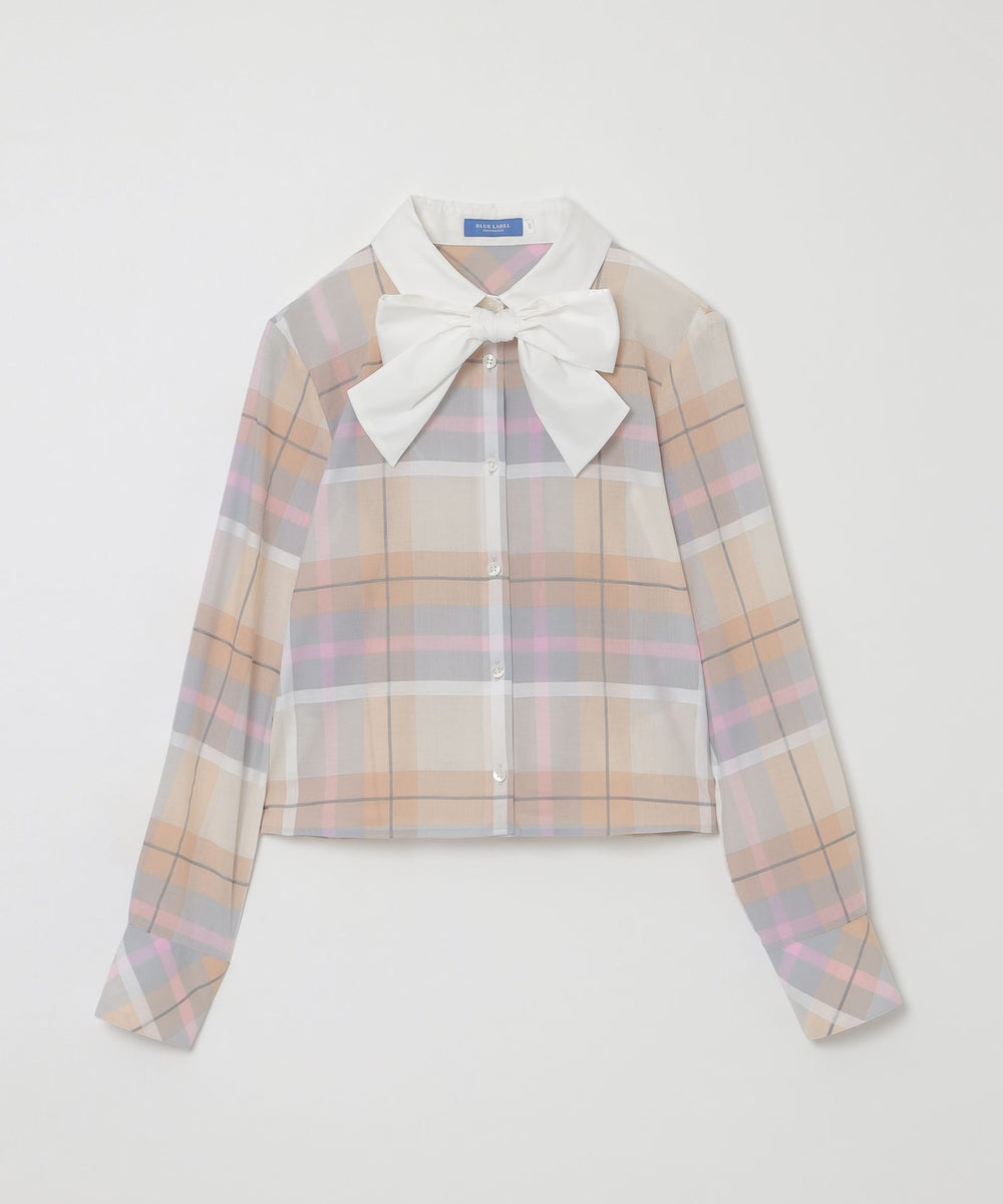 クレストブリッジチェックシャドードビーブラウス（ブラウス）｜BLUE