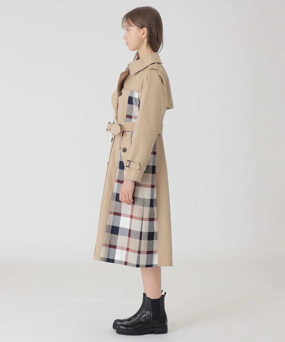 10th ANNIVERSARY】ライトギャバジンパーシャルチェックトレンチコート