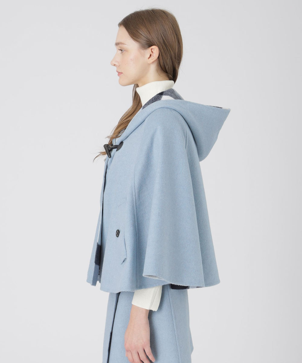 取扱店舗限定】クレストブリッジチェックリバーポリウールケープコート