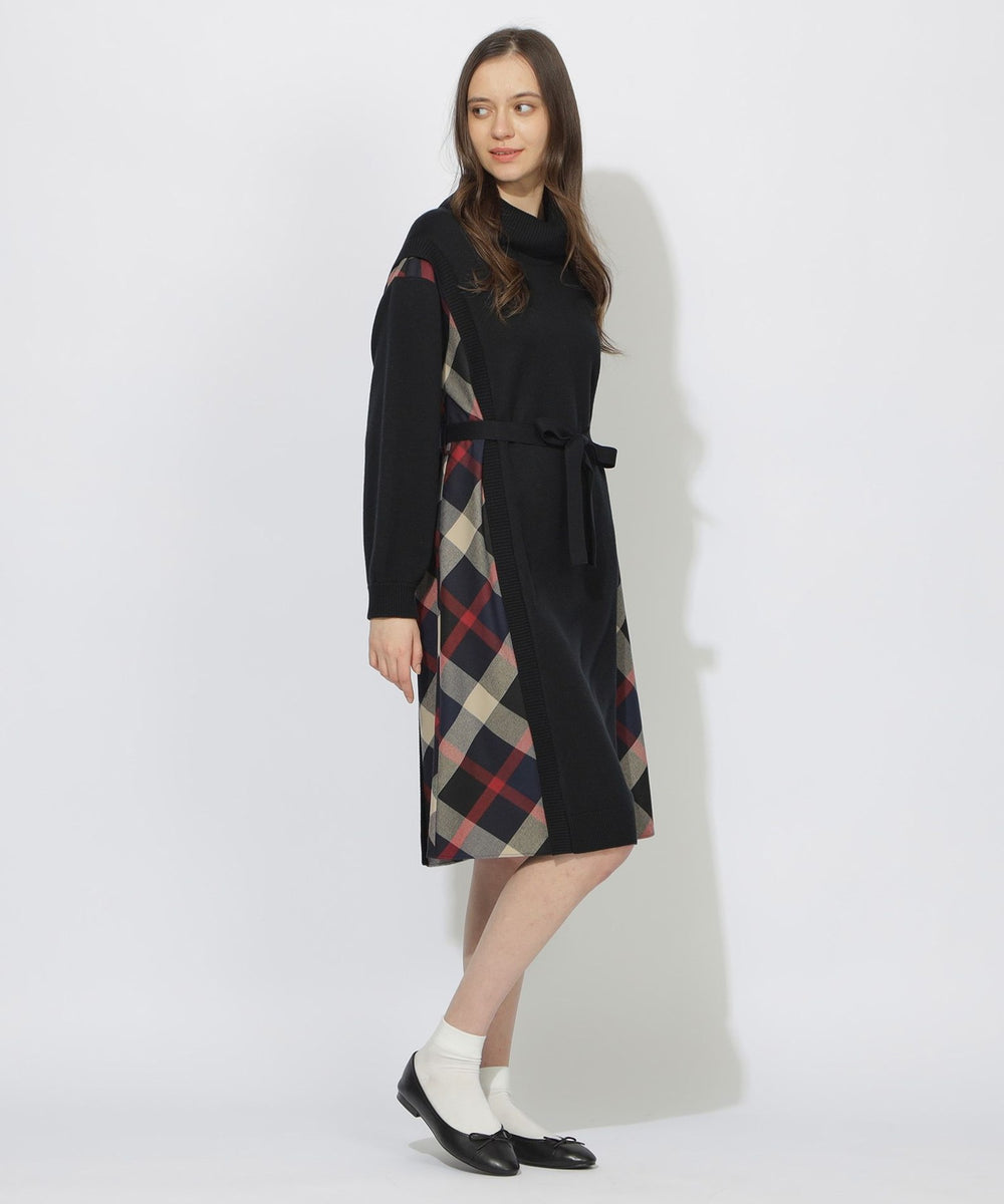 サイドチェック切替ニットワンピース（ドレス）｜CB CRESTBRIDGE