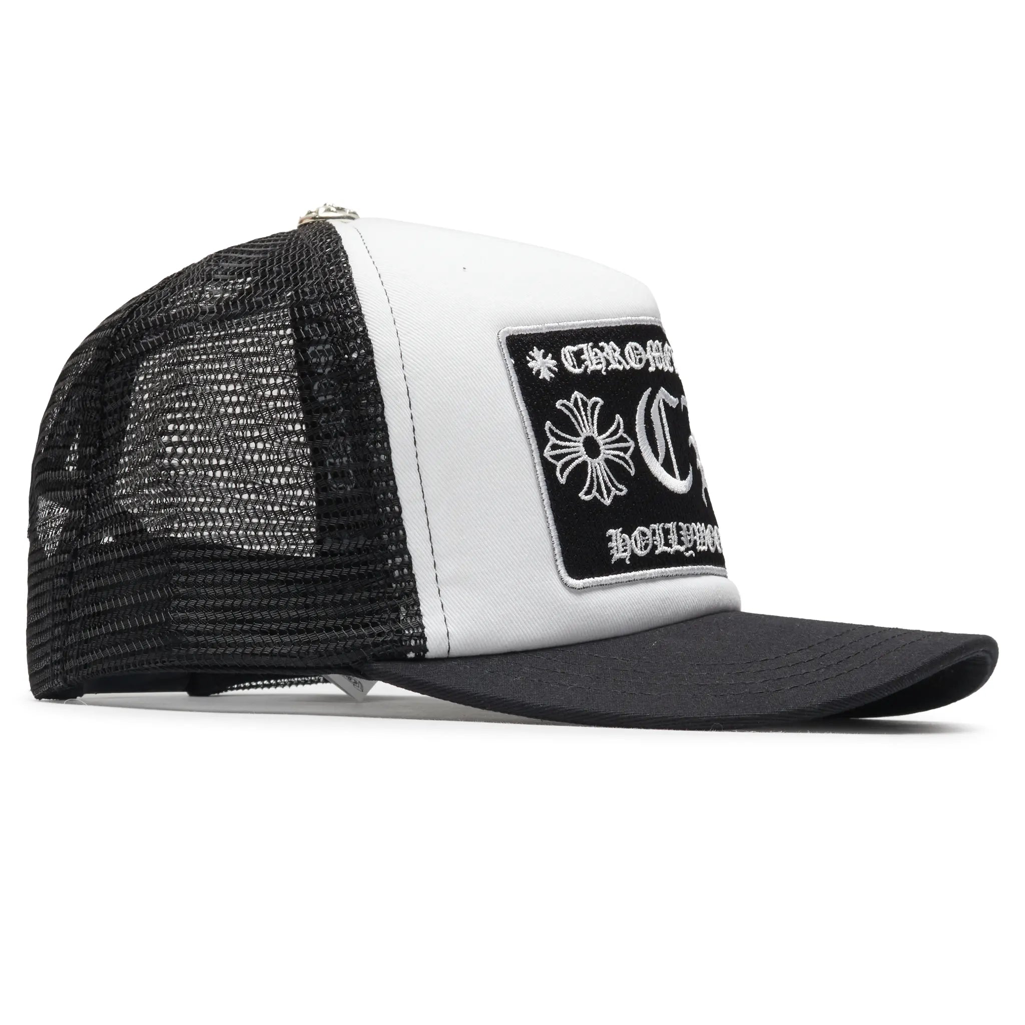 Chrome Hearts CH Hollywood White Black Trucker Cap | 1383