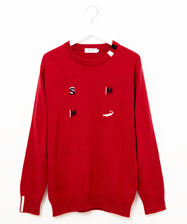 メンズ ウールブレンド ロゴ クルーネック ニット【日本製】通販 [1503