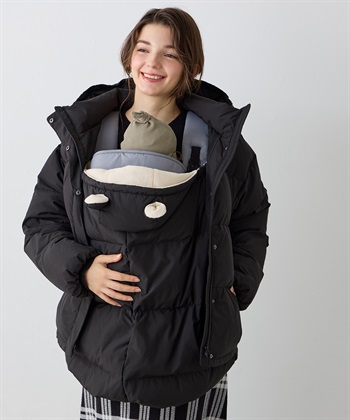 マットタフタダウンショートママコート＆ケープセット(マタニティ&授乳