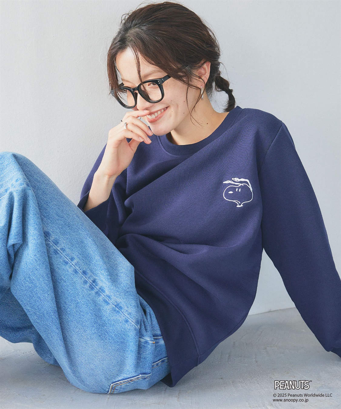 PEANUTS/ピーナッツ】SNOOPY/スヌーピー刺繍デザイン裏起毛スウェット