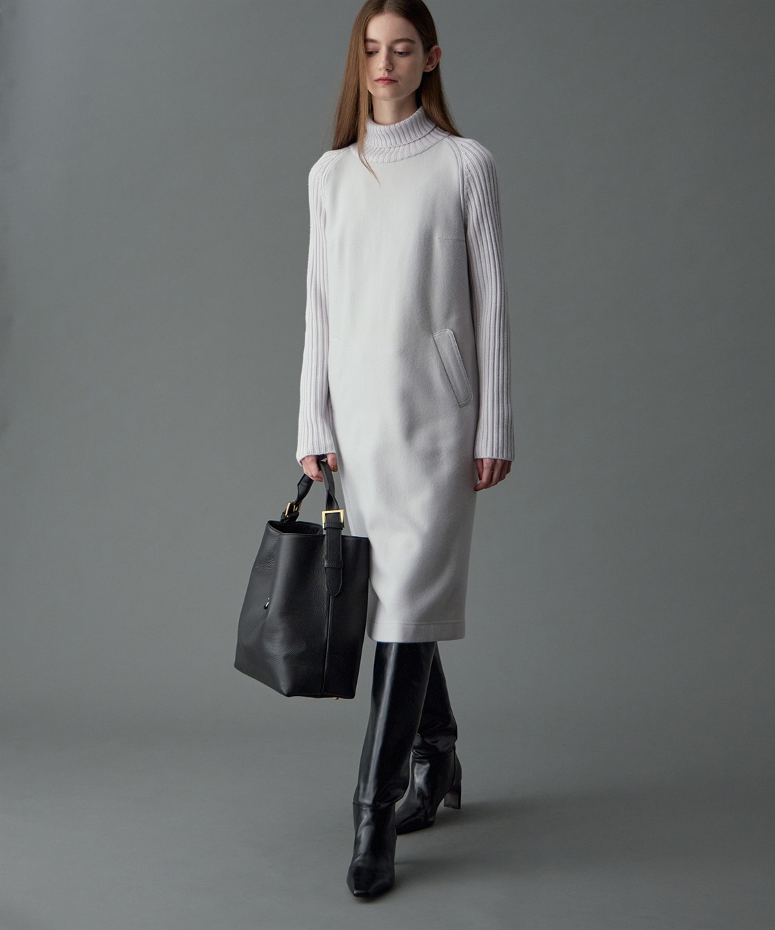 異素材コンビロング丈ワンピース 49AV JUNKO SHIMADA｜クロスプラス