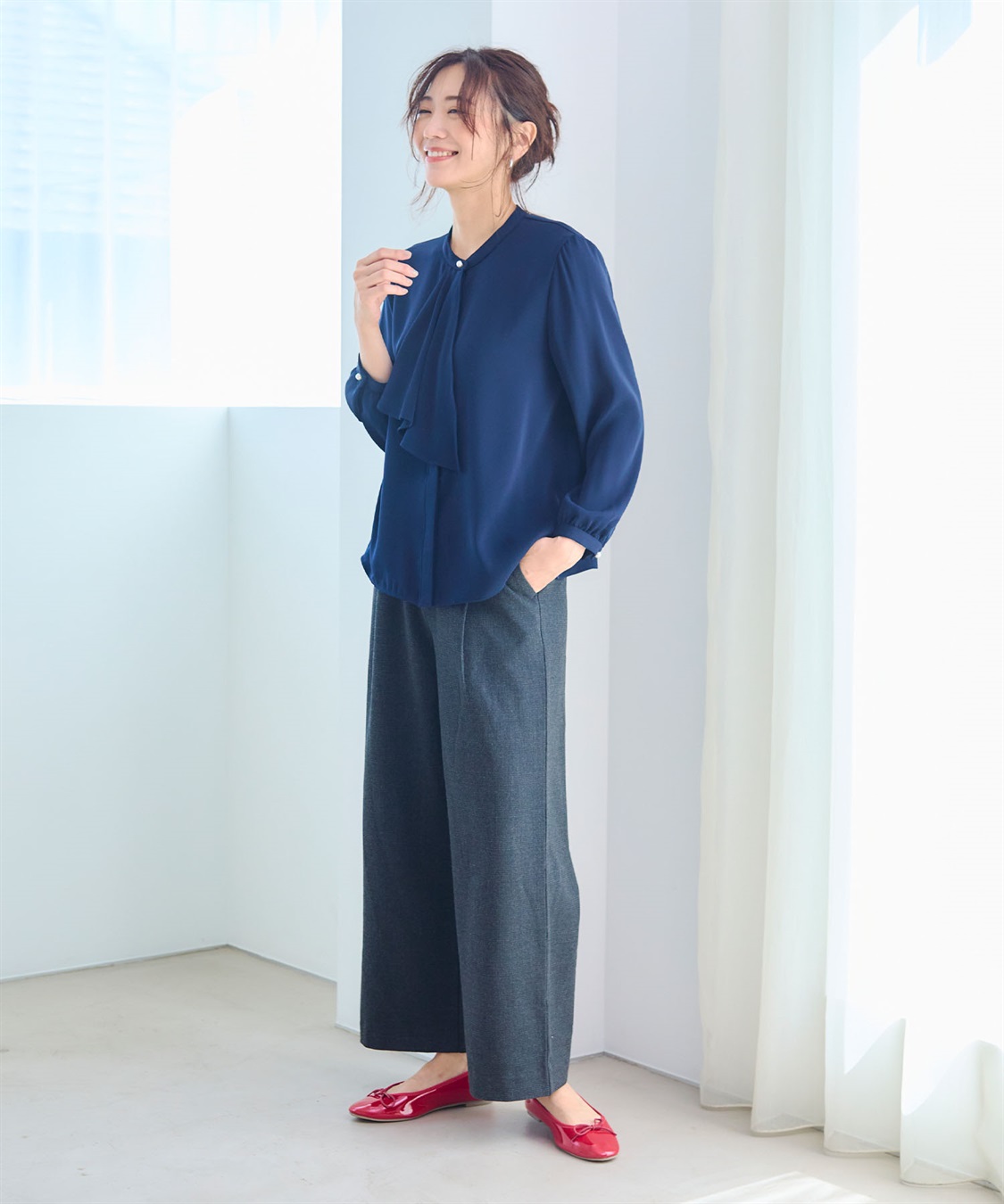 洗える》正解 ラッフルフリルブラウス【CF/クロスファンクション