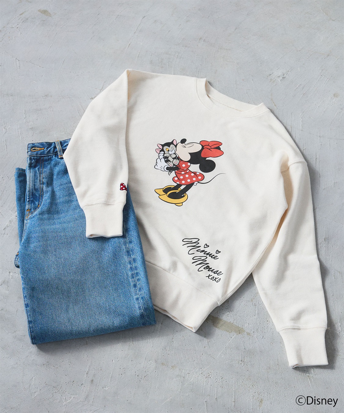 Disney/ディズニー】Minnie Mouse/ミニーマウス裏毛ドロップショルダー