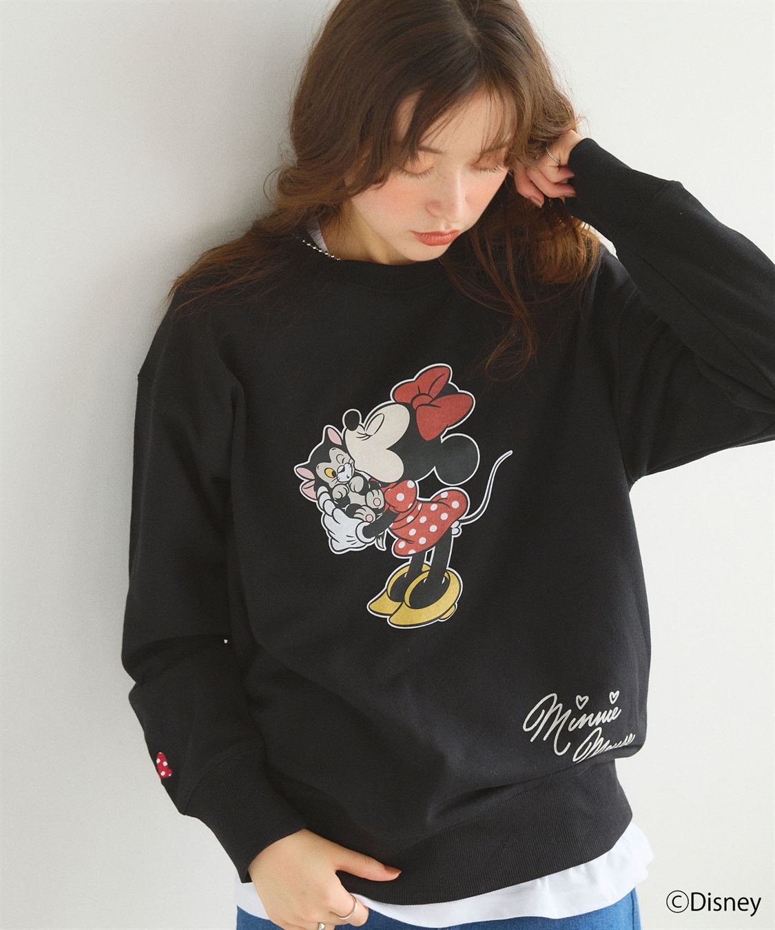 Disney/ディズニー】Minnie Mouse/ミニーマウス裏毛ドロップショルダー