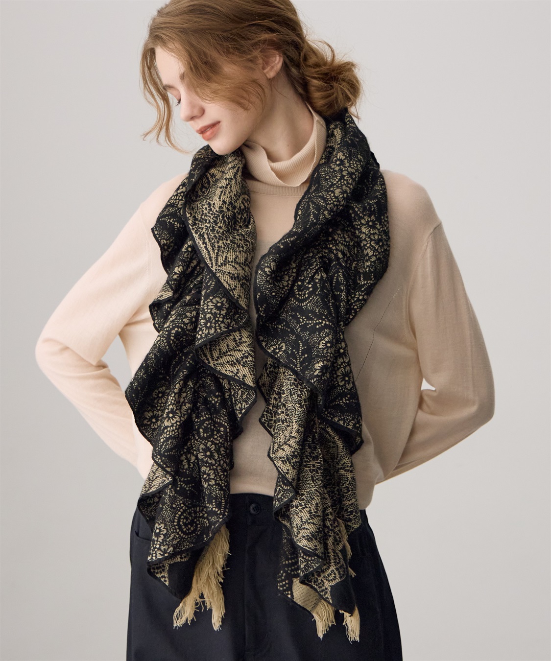 レース柄ギャザーストール ATSURO TAYAMA｜クロスプラス公式通販サイト