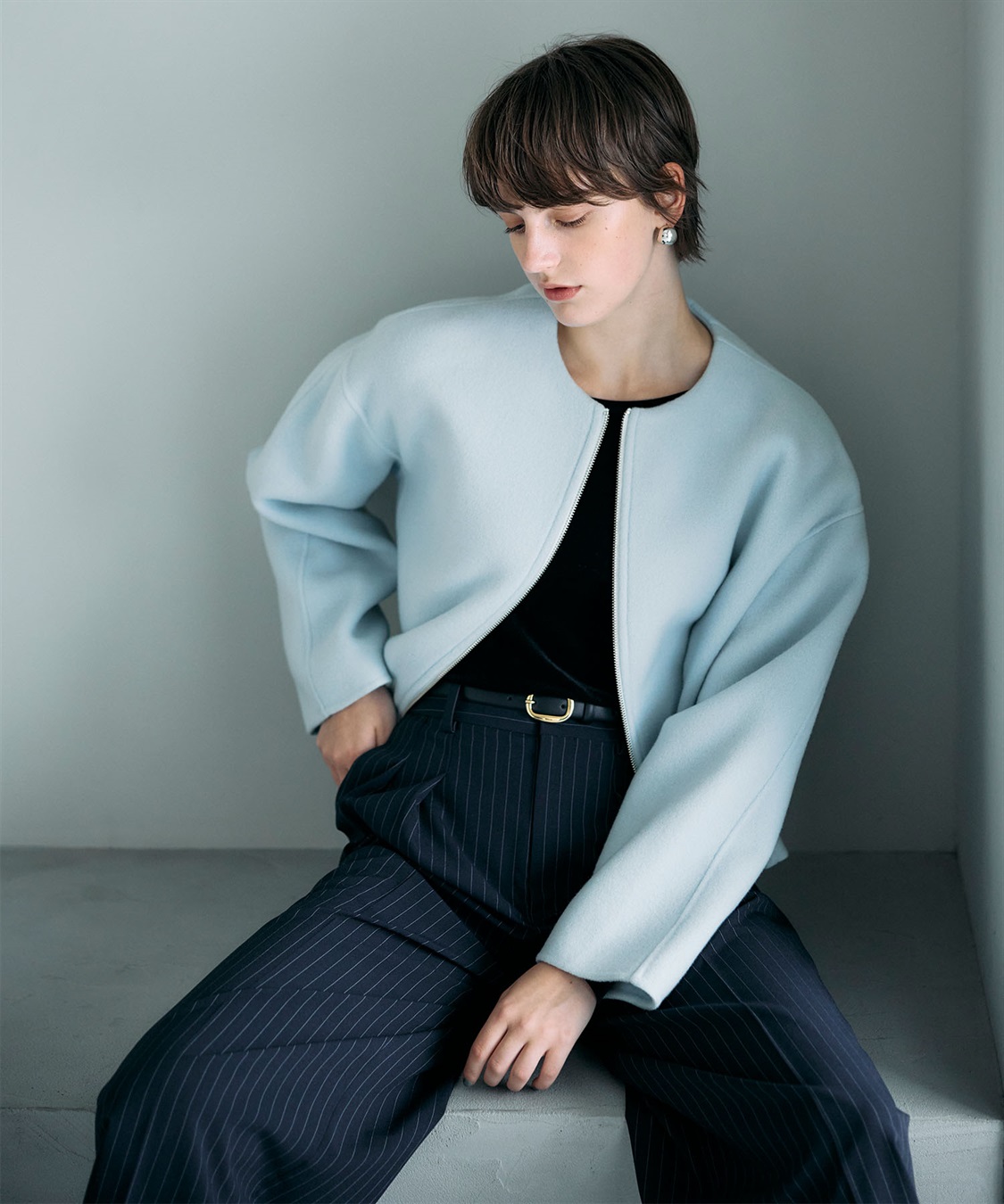 ウールメルトンショートジップリバーコート N.O.R.C｜クロスプラス公式