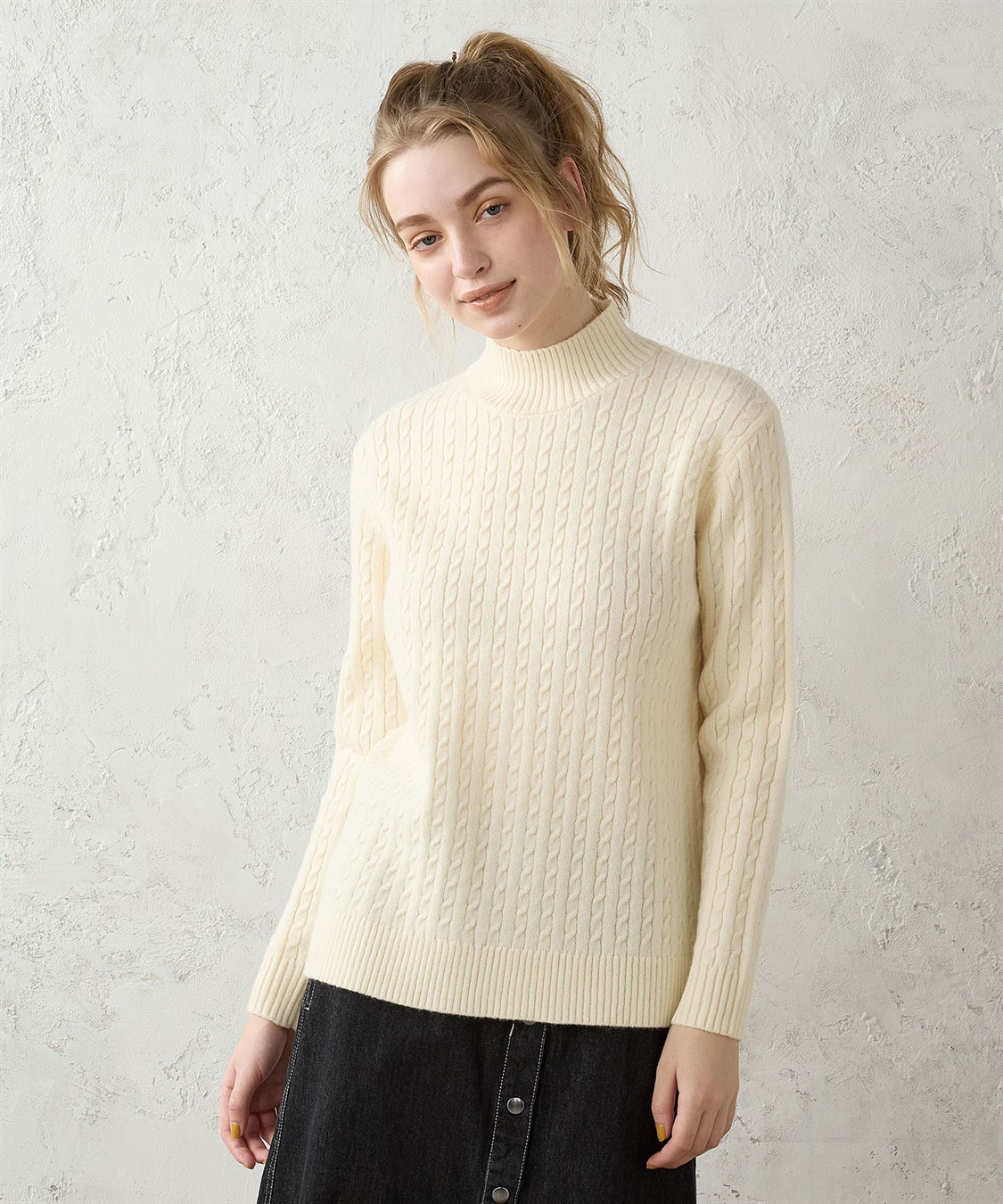 ケーブルニット ハイネックプルオーバー LE SOUK HOLIDAY｜クロス