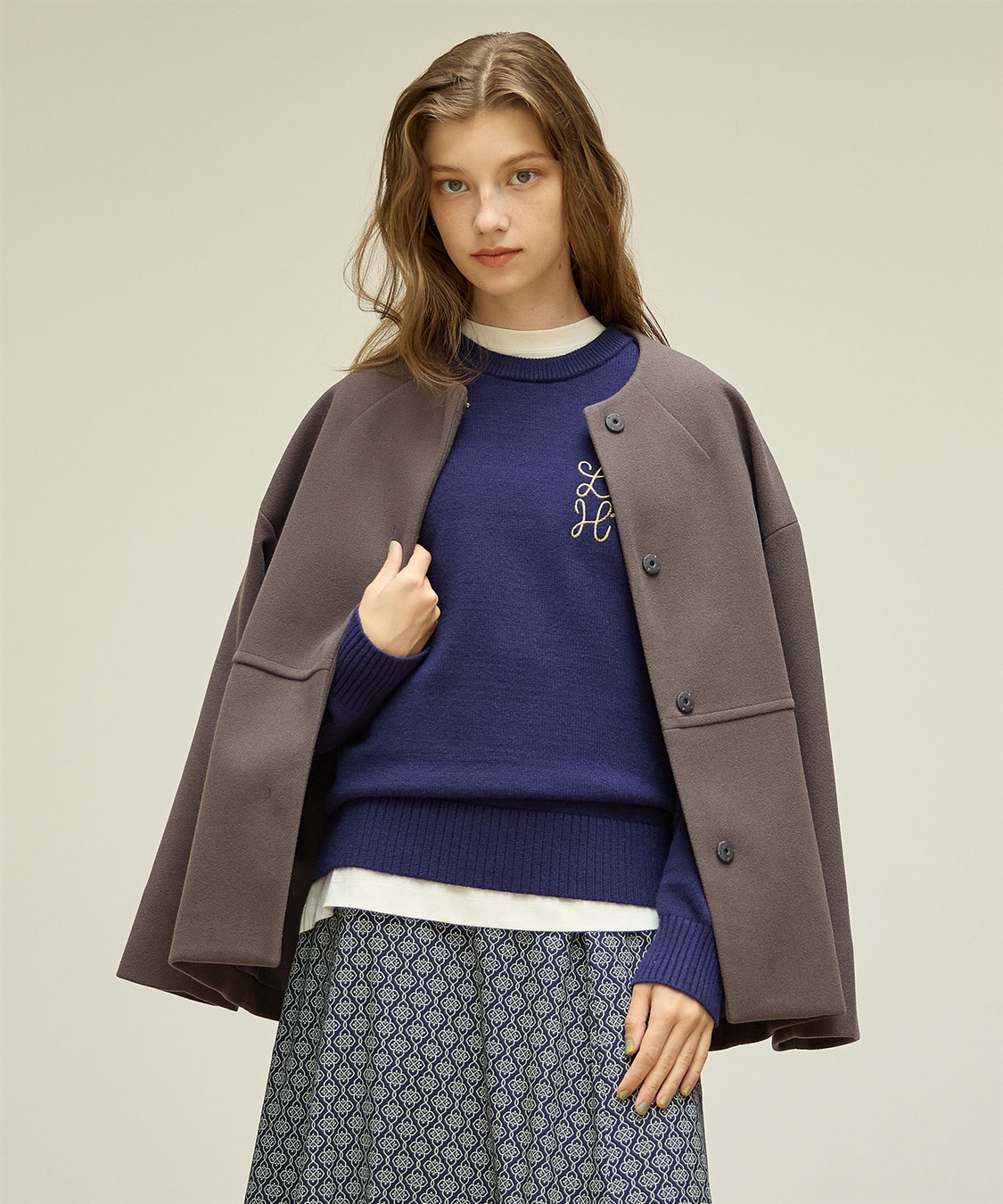 ノーカラーショートコート LE SOUK HOLIDAY｜クロスプラス公式通販サイト