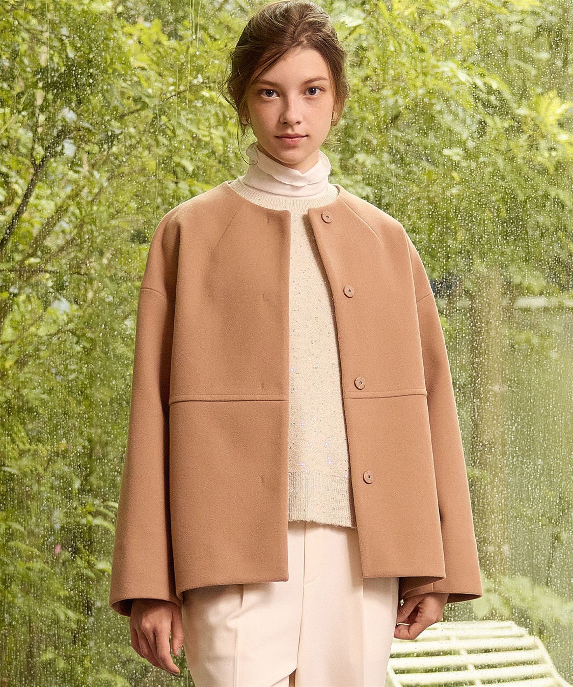 ノーカラーショートコート LE SOUK HOLIDAY｜クロスプラス公式通販サイト