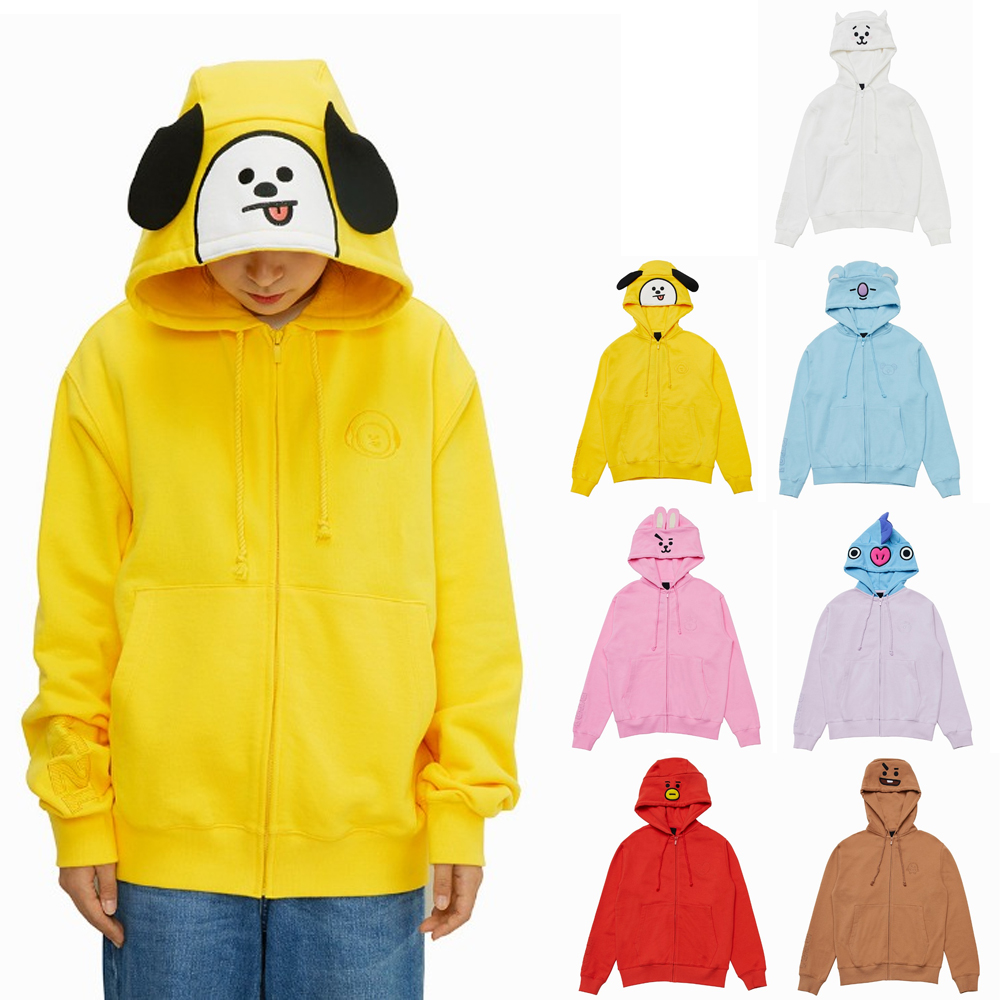 BT21 COSTUME ZIP UP HOODIE, BTS CHARACTER HOODIE AUTHENTIC BT21 KPOP