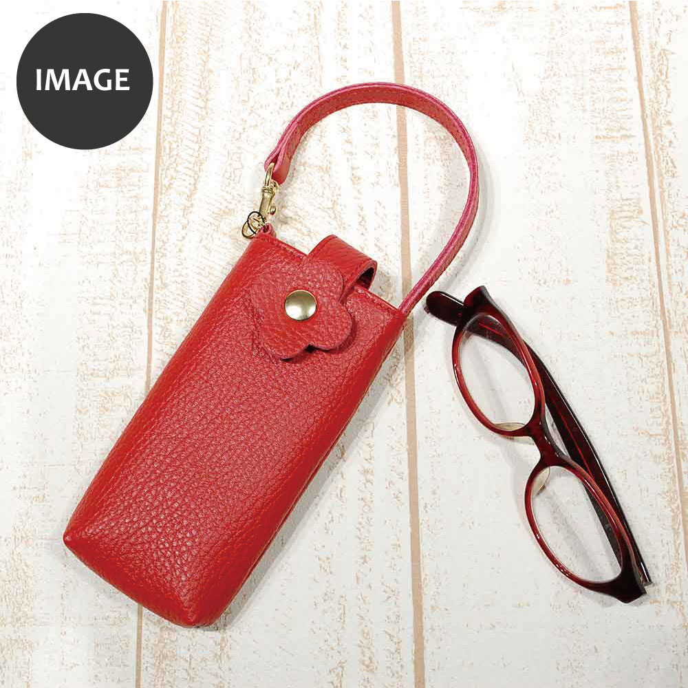 傷が目立たないエンボスシュリンクの フラワー眼鏡ポーチ - バッグ