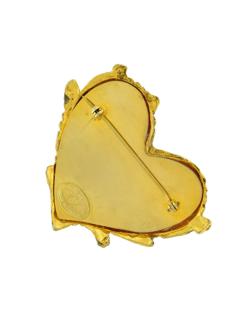 Christian Lacroix Vintage Golden Branch Framed Logo Hot Pink Glass