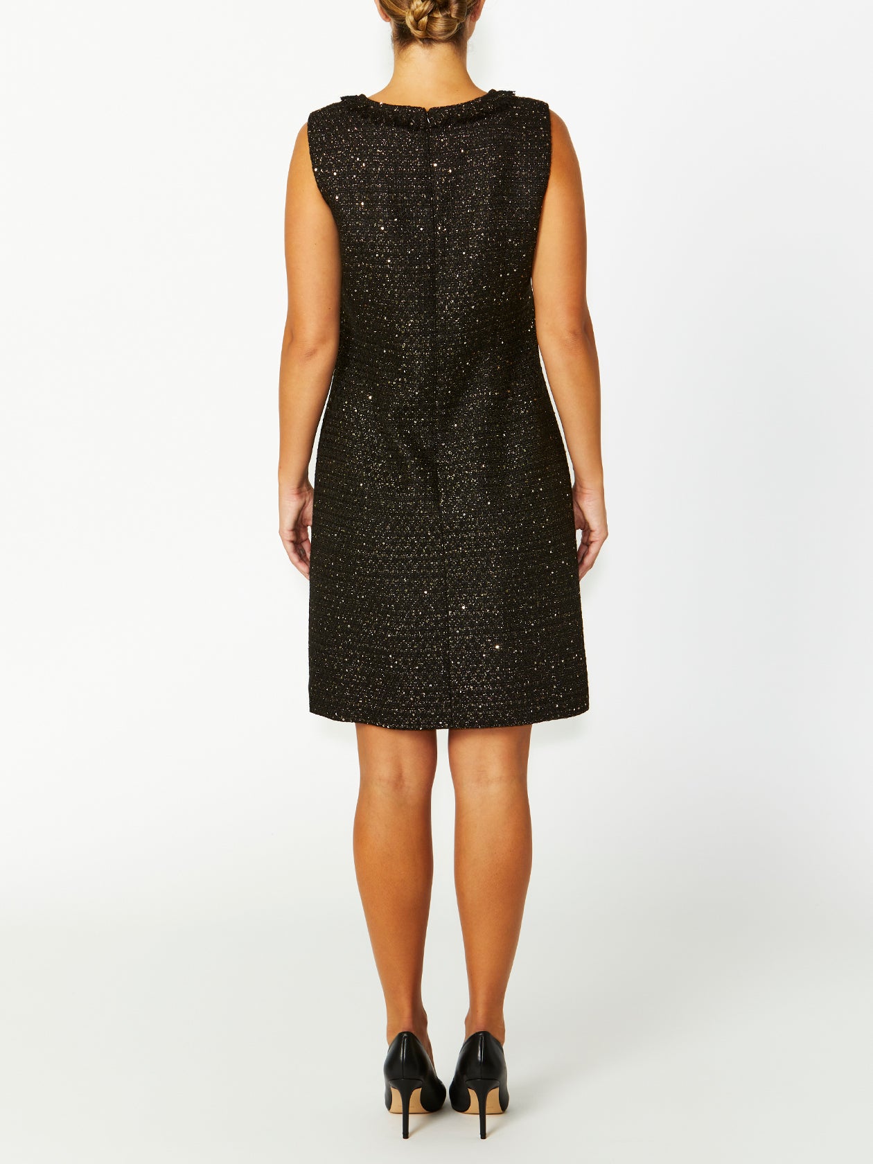 Women's Tweed Easy Fit Dress in Black | Twiggy