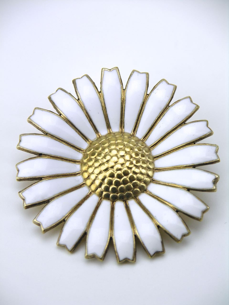 Vintage Michelsen Sterling silver enamel daisy brooch - mid