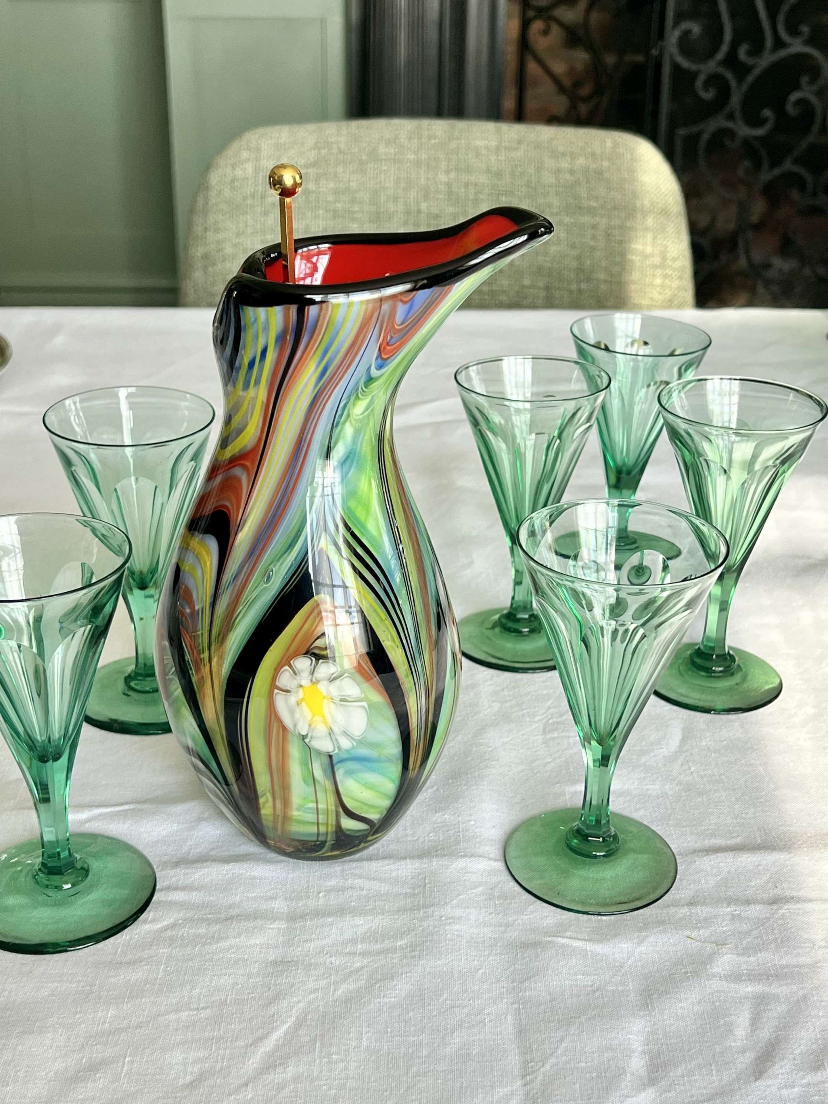 C1950 Dino Martens for Aureliano Toso Hand Wrought Jug Or Vase in