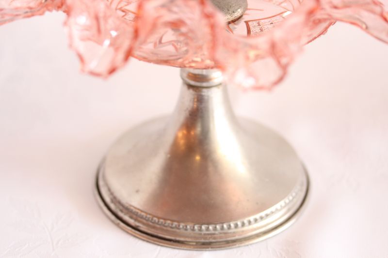 ピンクのフリル ガラスのコンポート - Antiques Violetta