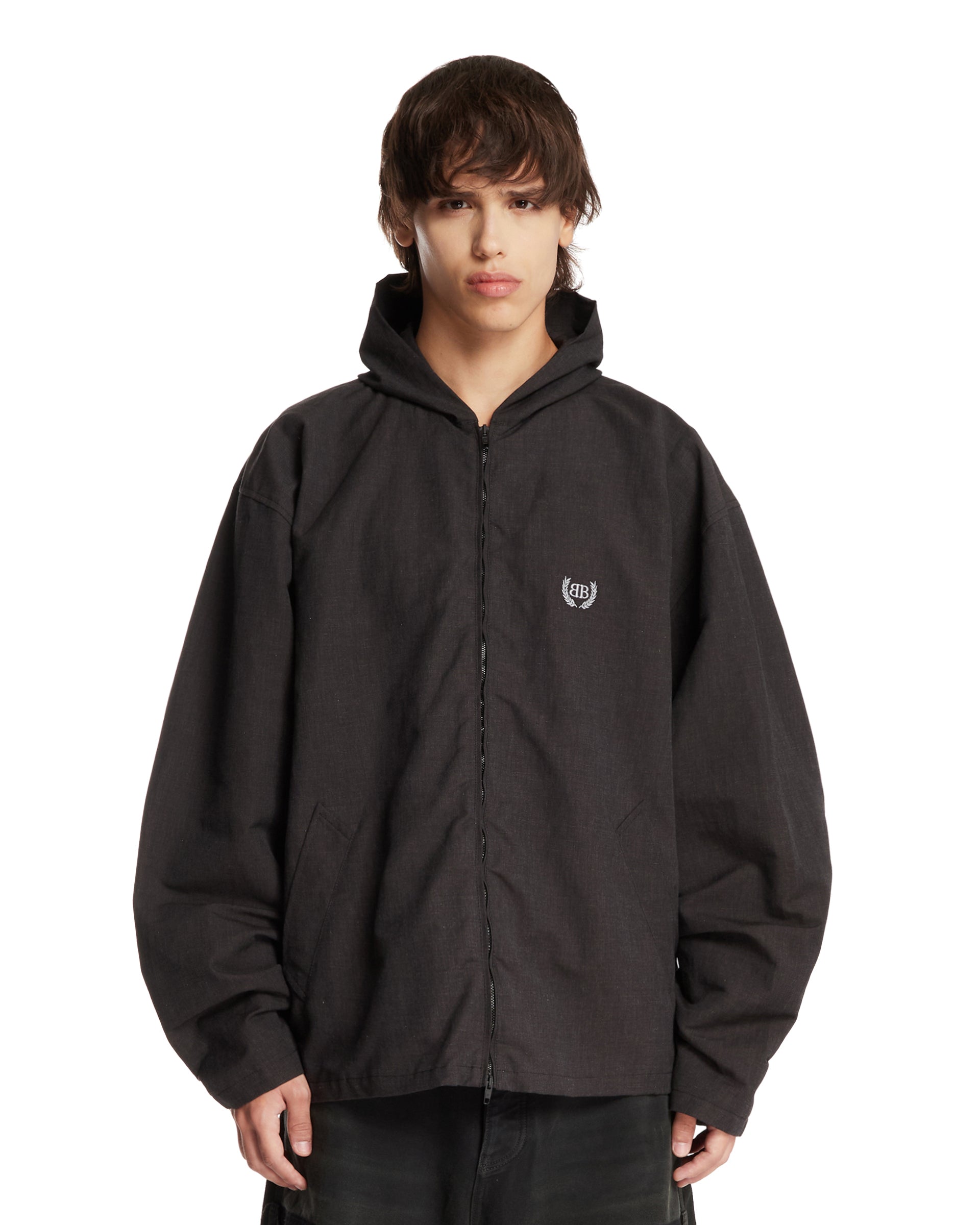 Black Hooded Zip Jacket | BALENCIAGA - Antonia