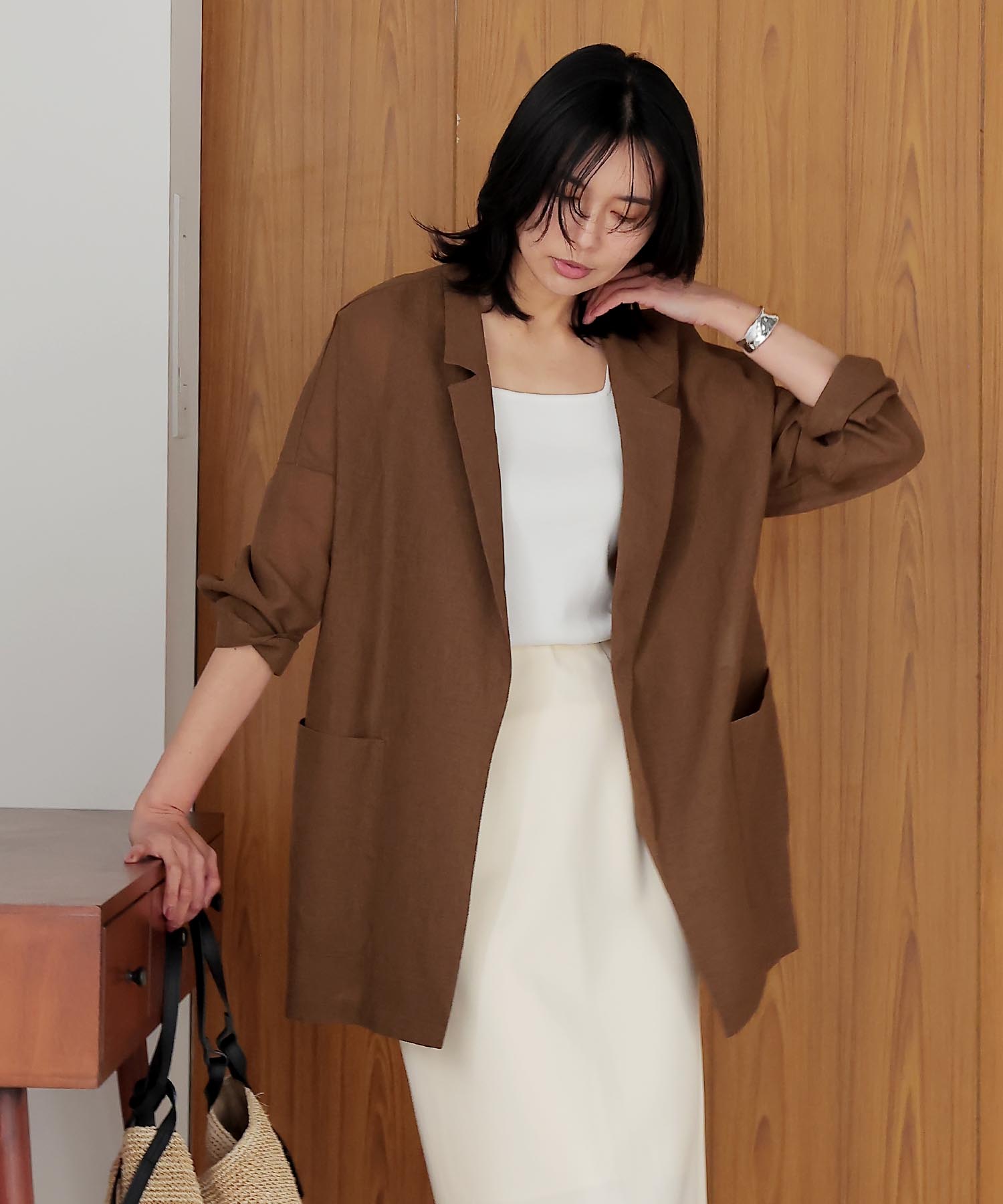 追加】リネンライク着流しジャケット | AND ON JIONE STORE