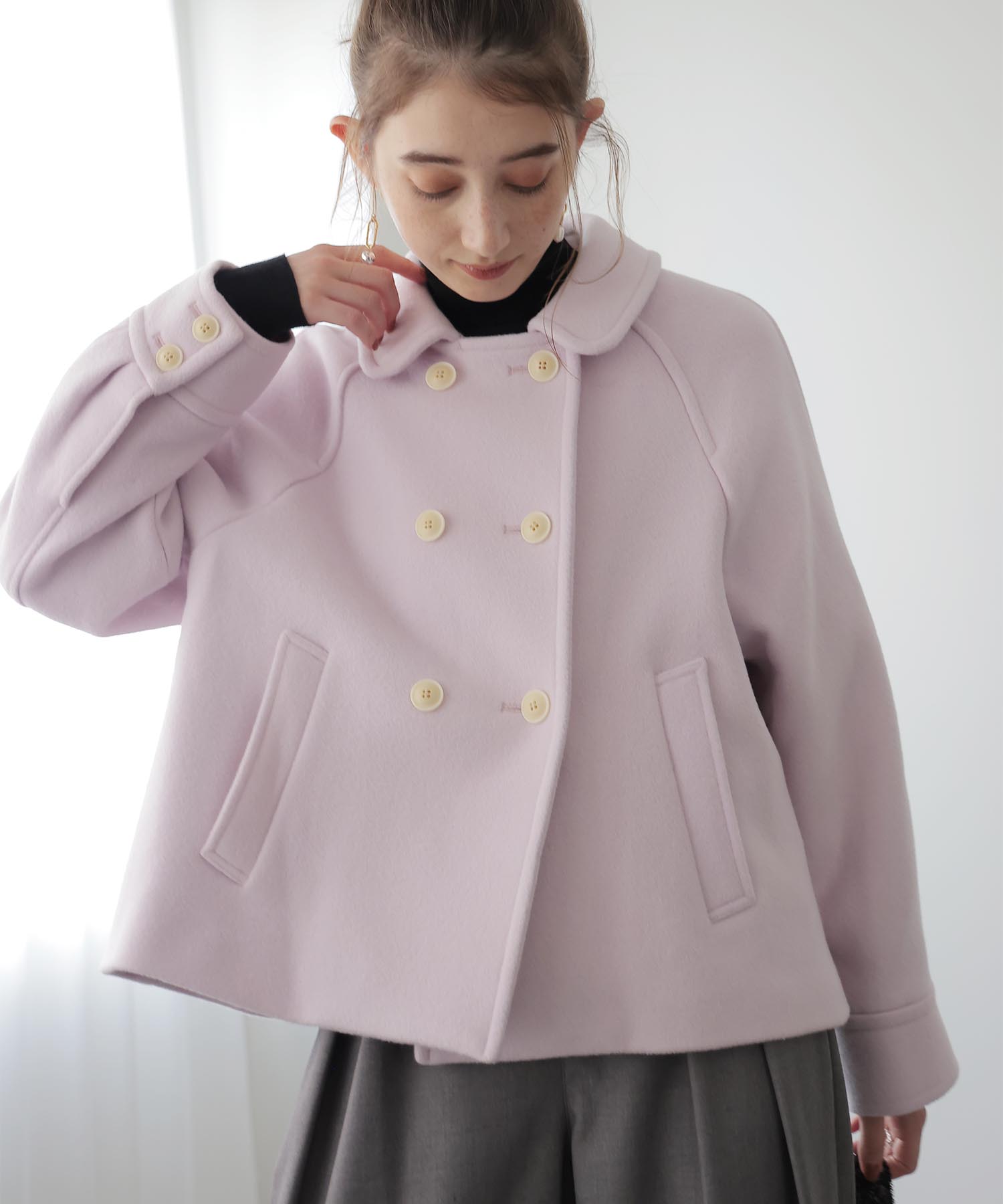 シャルム加工ウールショートPコート | AND ON JIONE STORE（アンドオン