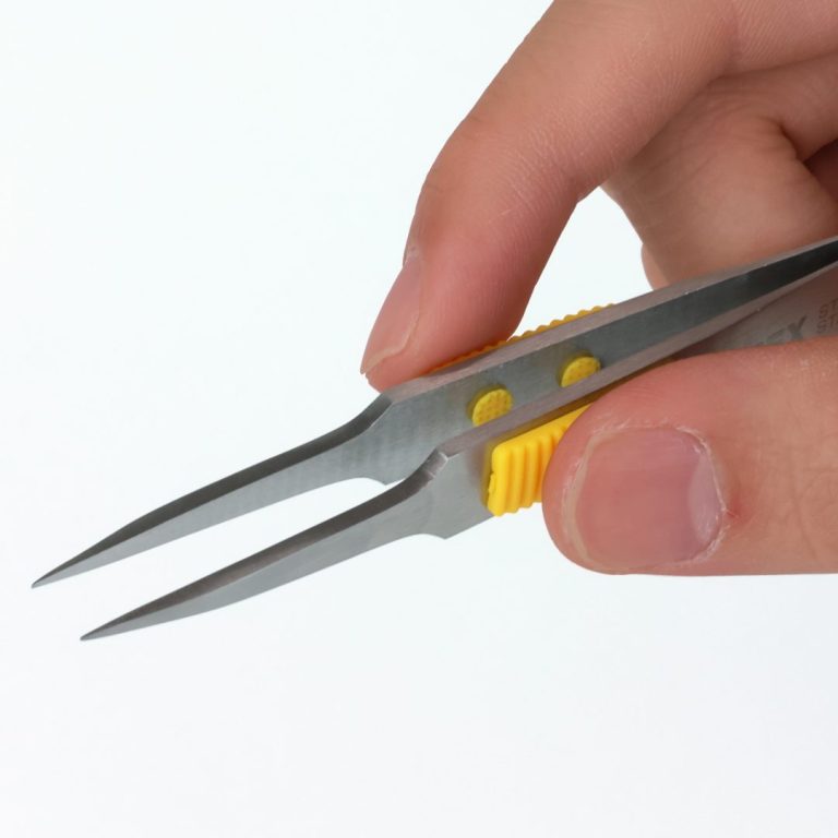 ラバーグリップ付 ステンレスピンセット 極細鋭型115mm （SUS410