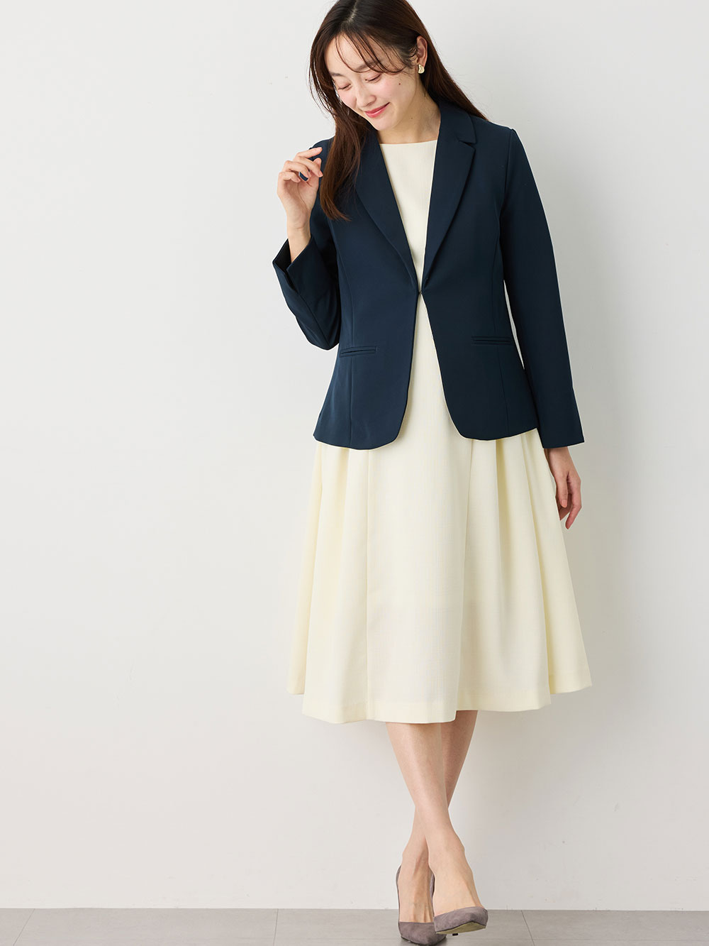 半袖タックフレアーワンピース マタニティ・産後授乳服【出産後も長く