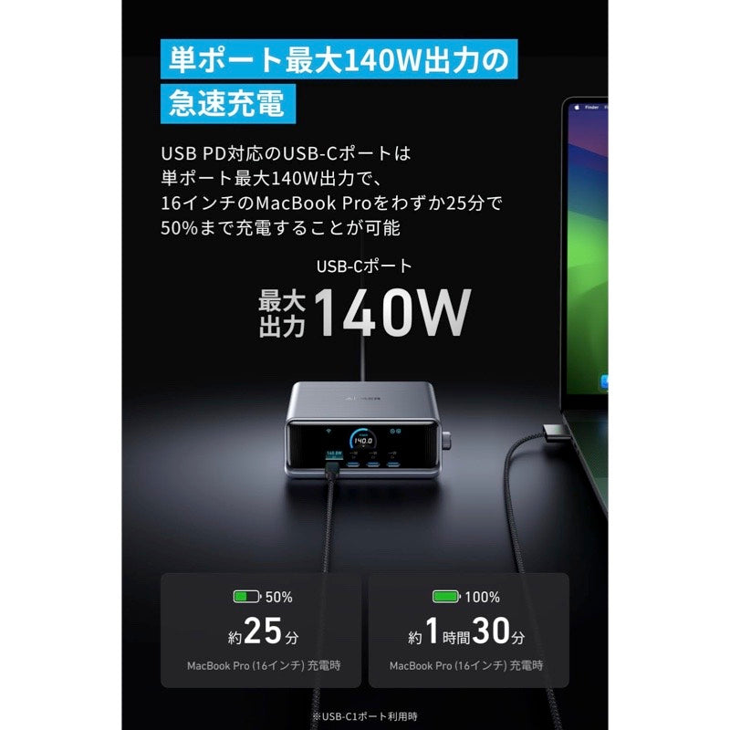 Anker Prime Charger (250W, 6 Ports, GaN) | USB PD 充電器の製品情報