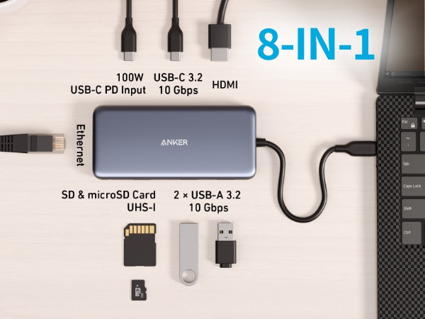 Anker PowerExpand 8-in-1 USB-C PD 10Gbps データ ハブ|モバイル