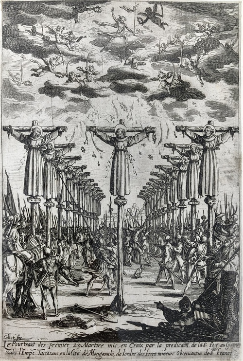 日本の皇帝、太閤様によって長崎において磔刑に処せられた23人の殉教者