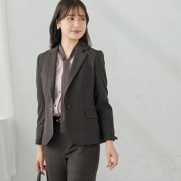 洗える360°キレイスーツ 茶 テーラードジャケット セットアップ着用可