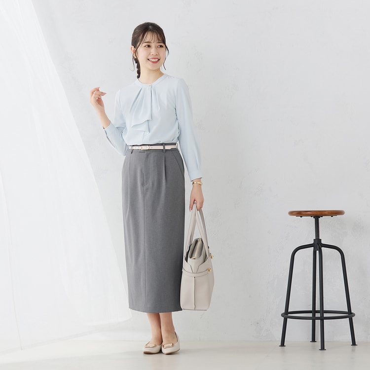 九分袖 配色ラッフルフリルブラウス【AOKI公式通販】