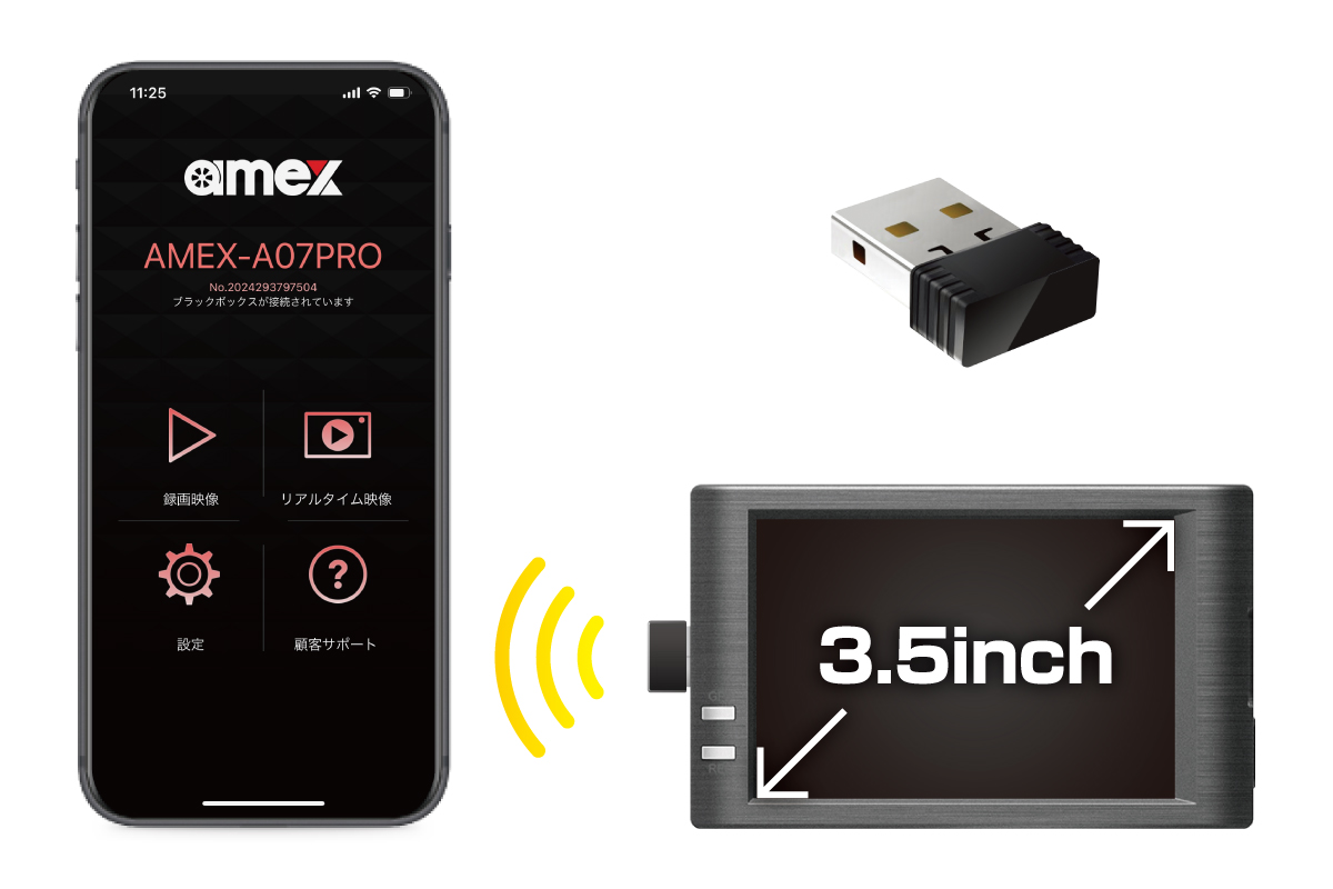 最大513時間の“超”長時間記録対応ドライブレコーダー「AMEX-A07PRO