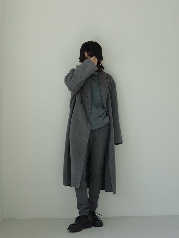 ETRE TOKYO - ダブルブレストリバーロングコート - GREY | ADDICT WEB SHOP