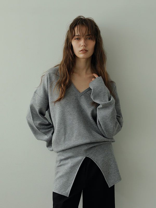 ETRE TOKYO - Wフェイスブラウジングニットプルオーバー - GREY