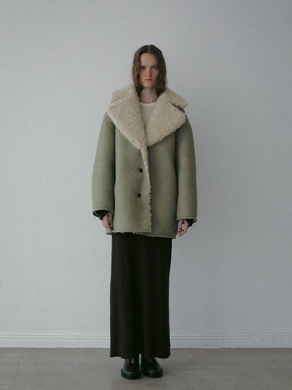 ETRE TOKYO - リバーシブルムートンミドルコート - LIGHT KHAKI