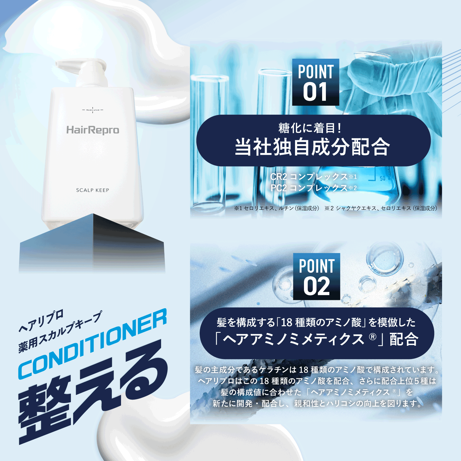 ヘアリプロ 薬用スカルプシャンプー＆コンディショナー&グロウ β 3点