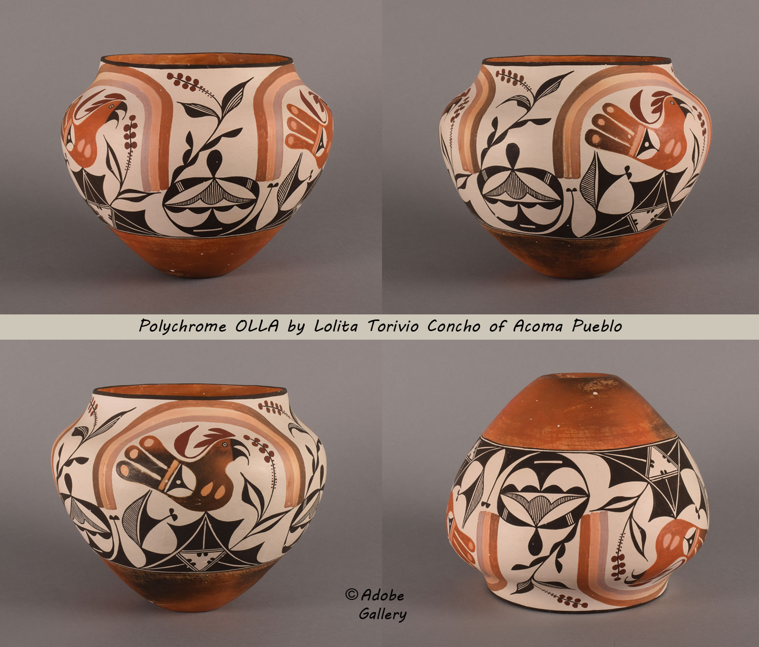 Lolita Modern Southwest Indian Acoma Pueblo Pottery C4701E - Adobe