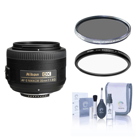 Nikon 35mm f/1.8G DX AF-S NIKKOR Lens, Bundle with Tiffen 52mm UV