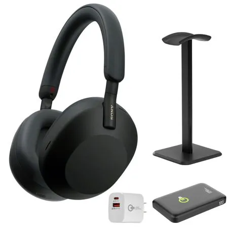 Sony WH-1000XM5 Wireless Noise Cancelling Headphones Black+ Stand