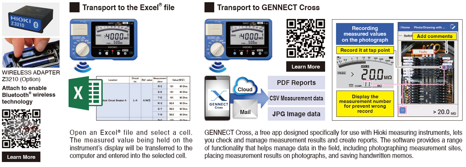 Hioki Z3210 Wireless Adapter to your Hioki compatible instrument
