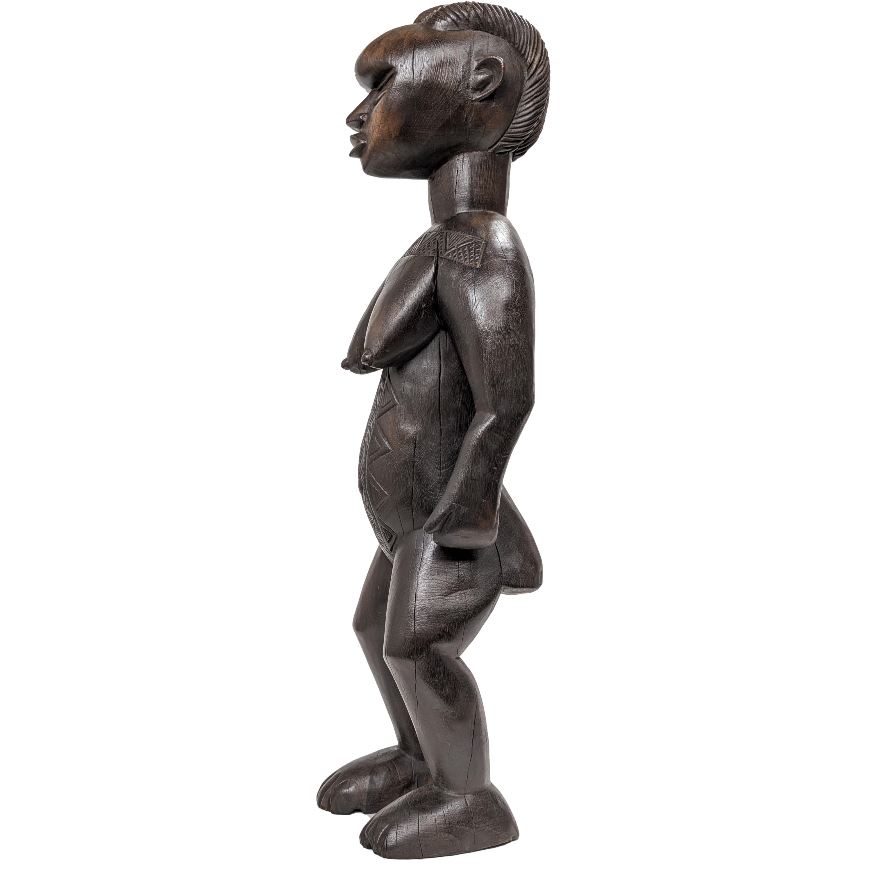 バッサ族女性立像 木彫品 89cm アフリカン プリミティブアート （p880